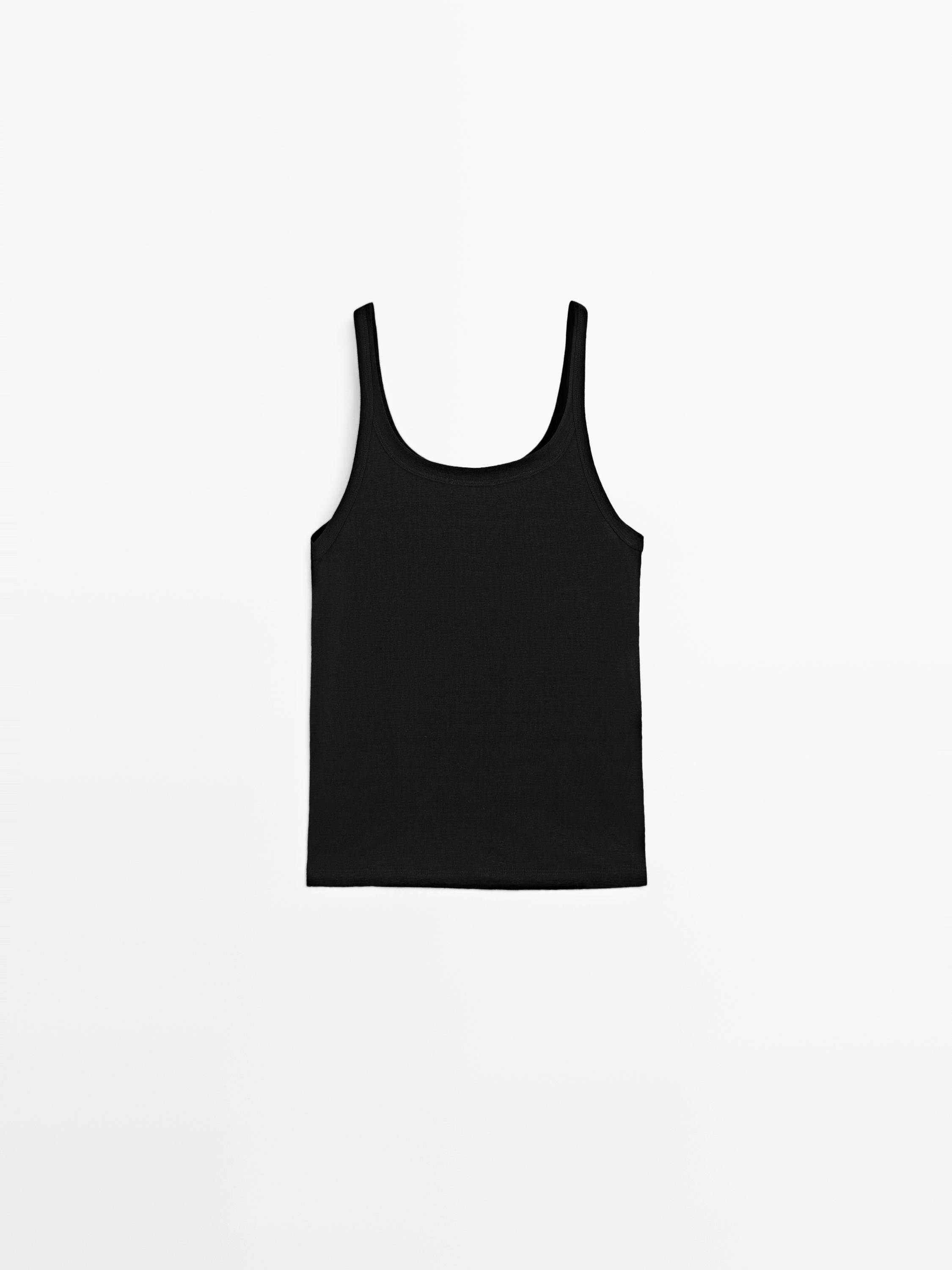 Linen blend strappy top